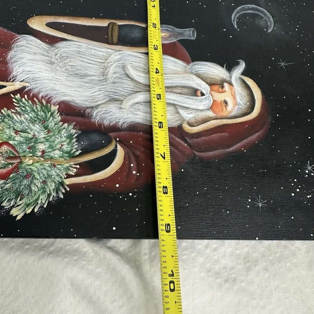 Santa‎ Claus Folk Art painting On Wood Christmas Wall Decor 
